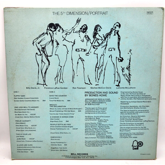 The Fifth Dimension PORTRAIT Vinyl LP 1970 Bell Records 6045 Stereo LP - Picture 3 of 6